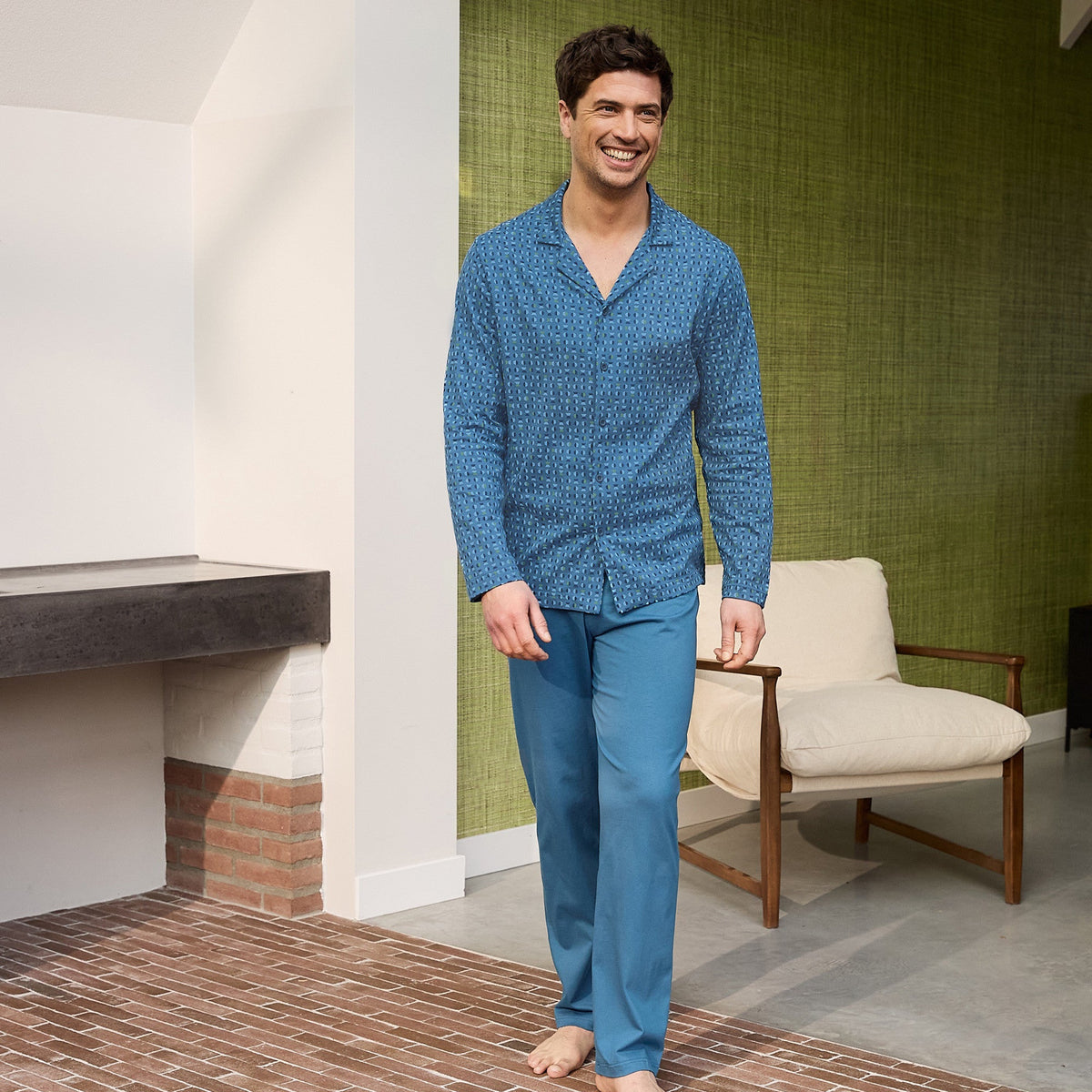 Pyjama haut imprimé homme Nuances de Bleu - Linvosges