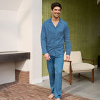 Pyjama haut imprimé homme Nuances de Bleu - Linvosges